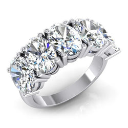Bague Anniversaire Diamant 5 Pierres Or Ovale Coupe Bijoux 5 Carats