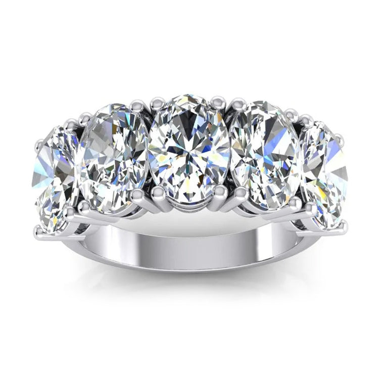 Bague Anniversaire Diamant 5 Pierres Or Ovale Coupe Bijoux 5 Carats