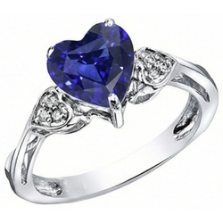 Bague Anniversaire Diamant Coeur Saphir Ceylan 2.50 Carats Or Blanc