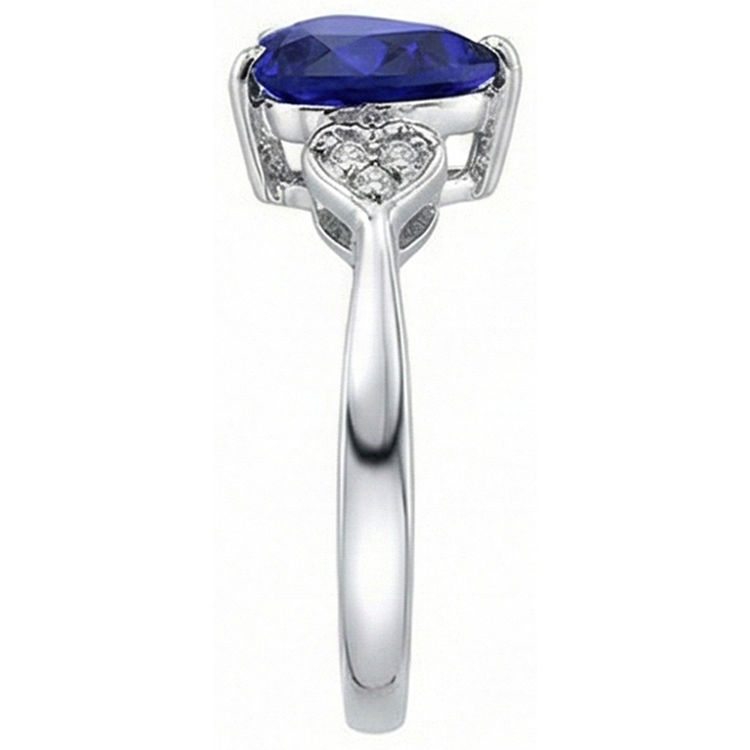 Bague Anniversaire Diamant Coeur Saphir Ceylan 2.50 Carats Or Blanc