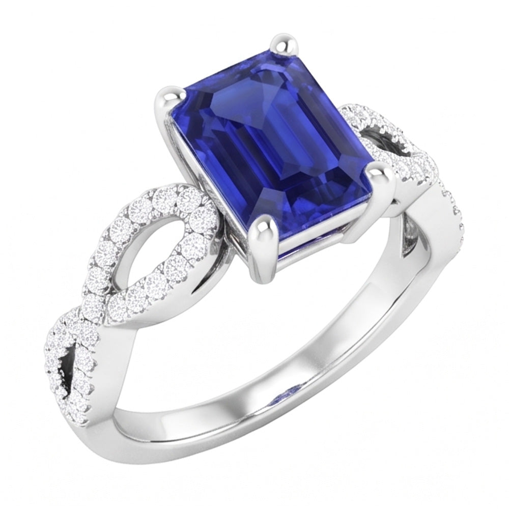 Bague Anniversaire Diamant Emeraude Saphir 3.50 Carats Style Infini