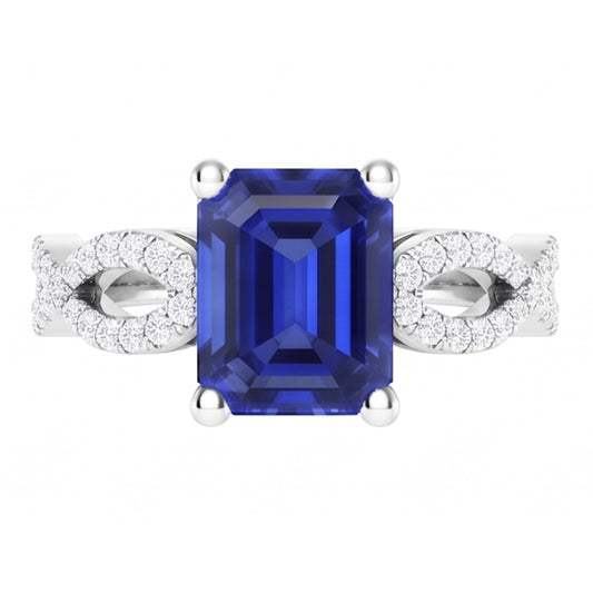 Bague Anniversaire Diamant Emeraude Saphir 3.50 Carats Style Infini