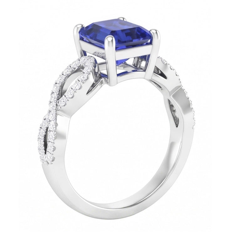 Bague Anniversaire Diamant Emeraude Saphir 3.50 Carats Style Infini