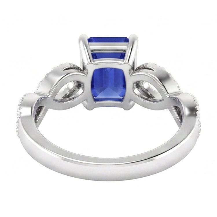 Bague Anniversaire Diamant Emeraude Saphir 3.50 Carats Style Infini