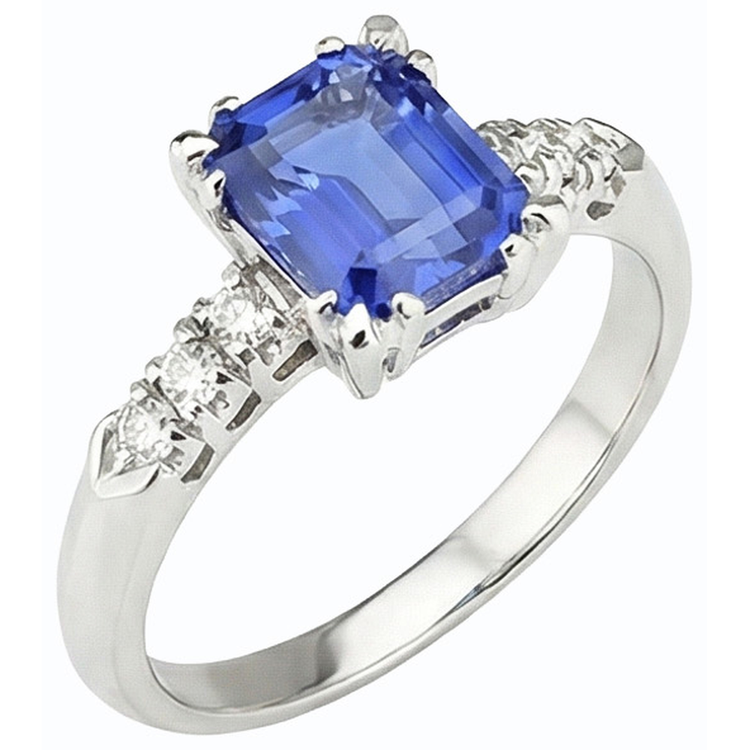 Bague Anniversaire Diamant Emeraude Saphir Bleu Clair 3 Carats
