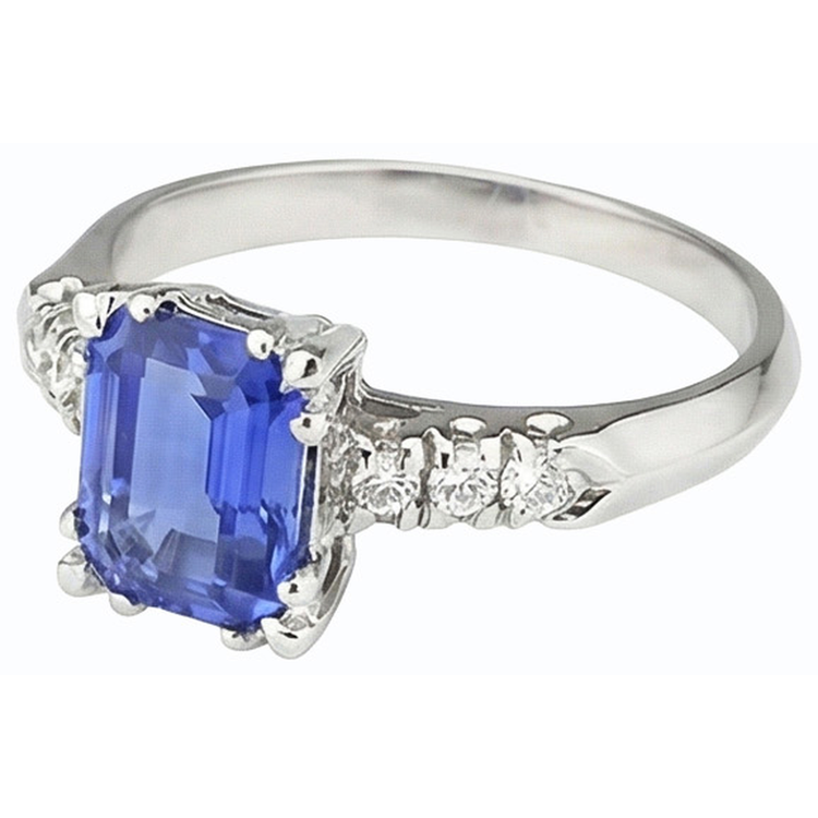 Bague Anniversaire Diamant Emeraude Saphir Bleu Clair 3 Carats
