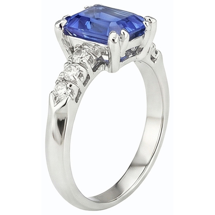 Bague Anniversaire Diamant Emeraude Saphir Bleu Clair 3 Carats