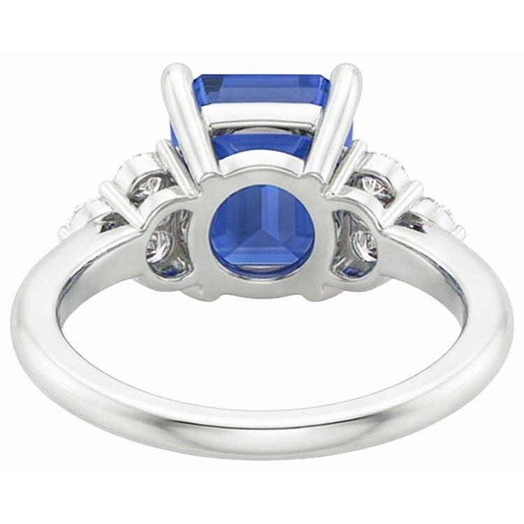 Bague Anniversaire Diamant Forme Émeraude Saphir Bleu 3.50 Carats