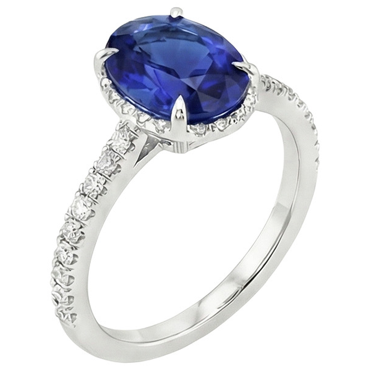 naturel oval saphir 4carats bague angle de côté
