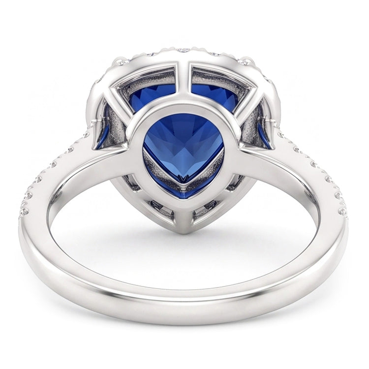 Bague Anniversaire Diamant Halo Taille Trillion Saphir 3 Carats