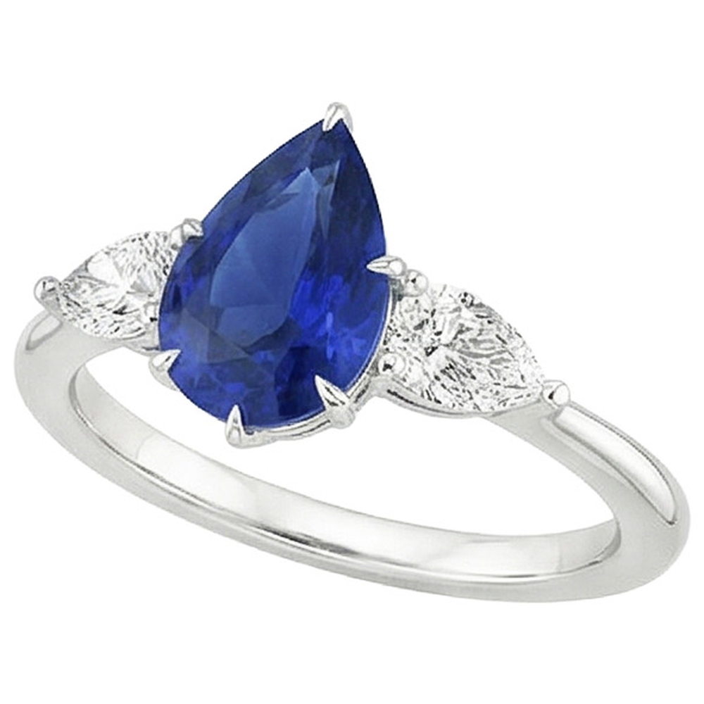 naturel pear diamant 4.50carats bague angle de côté