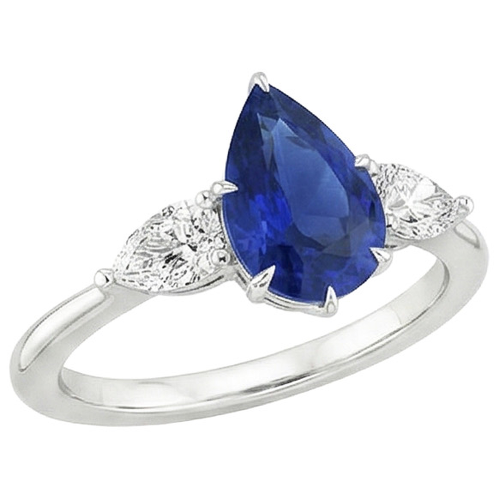 naturel pear diamant 4.50carats bague détail rapproché