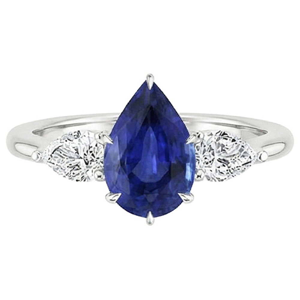 naturel pear diamant 4.50carats bague vue de profil