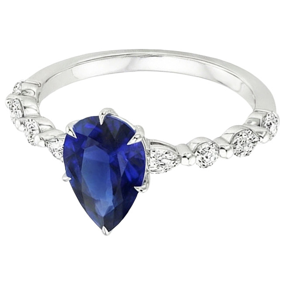 naturel pear diamant 5carats bague détail rapproché