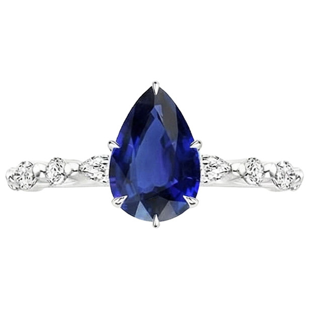 naturel pear diamant 5carats bague vue de profil