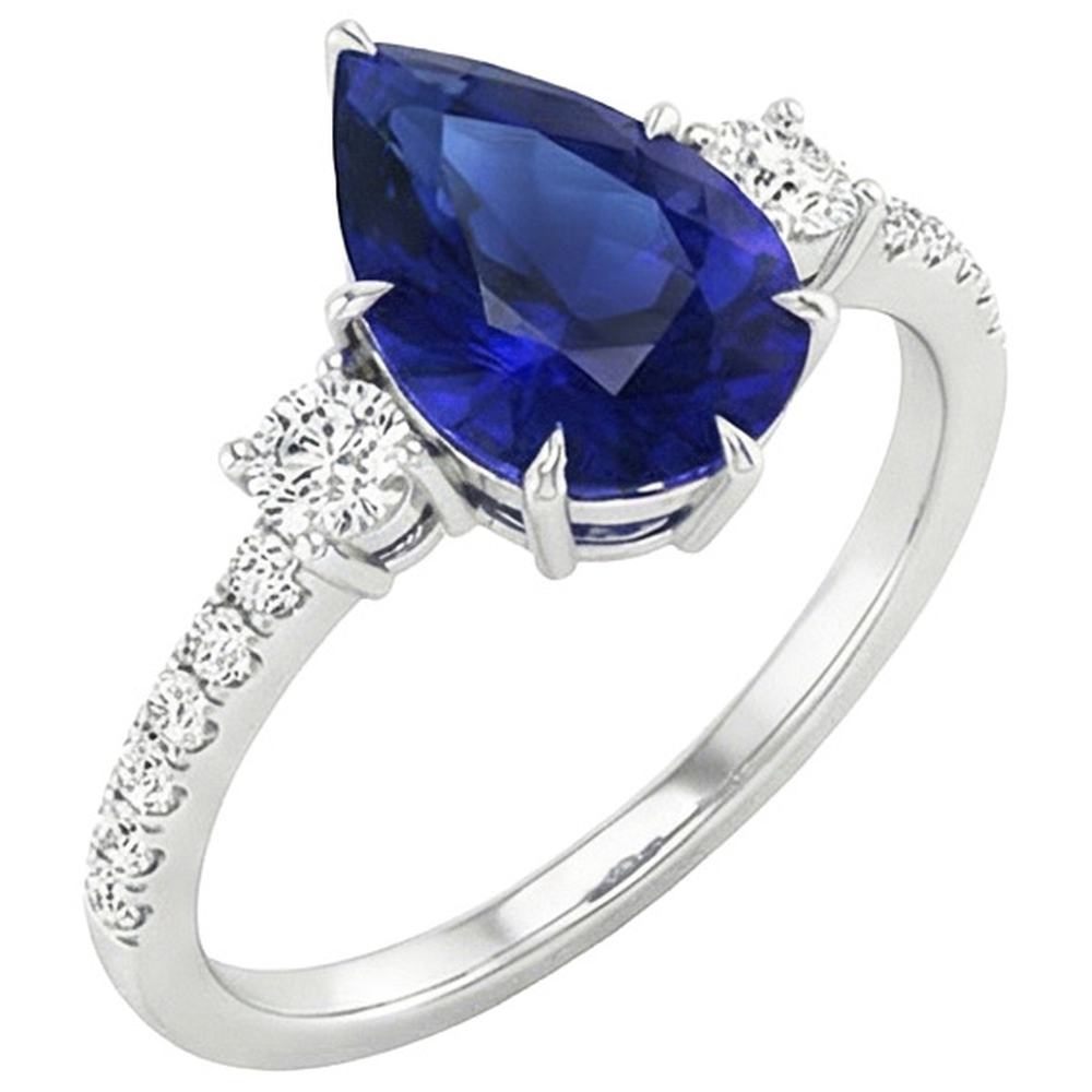 naturel pear diamant 5.50carats bague détail rapproché