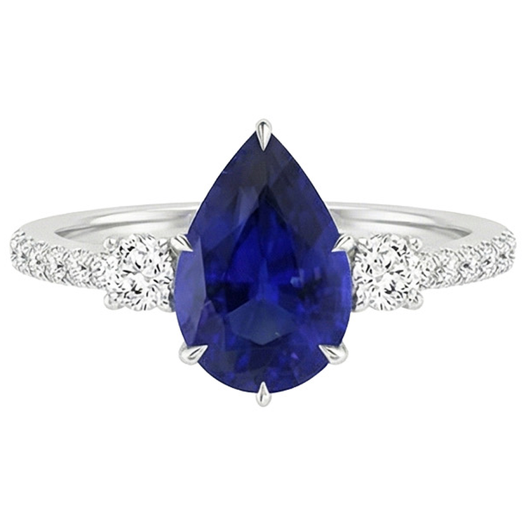 naturel pear diamant 5.50carats bague vue de profil