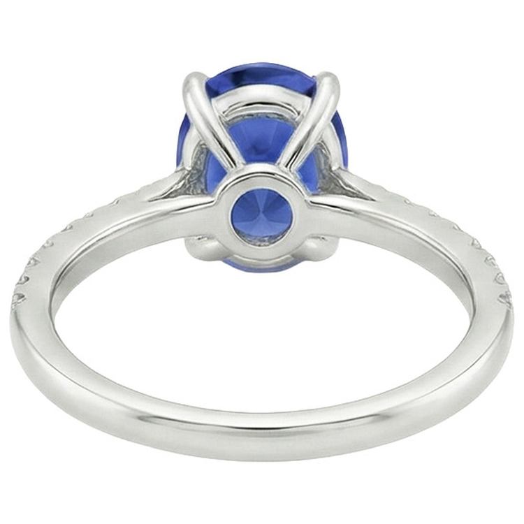 Bague Anniversaire Diamant Naturels Extraits des Mines ( et non cultivés en laboratoire ) Saphir Bleu Ovale Avec Accents 5 Carats