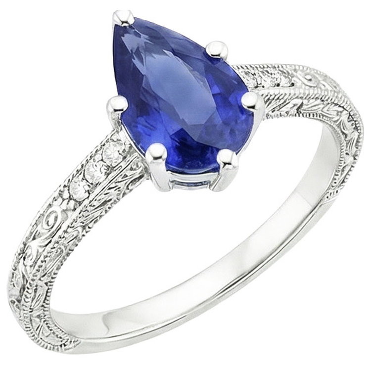 naturel pear diamant 4.25carats bague détail rapproché
