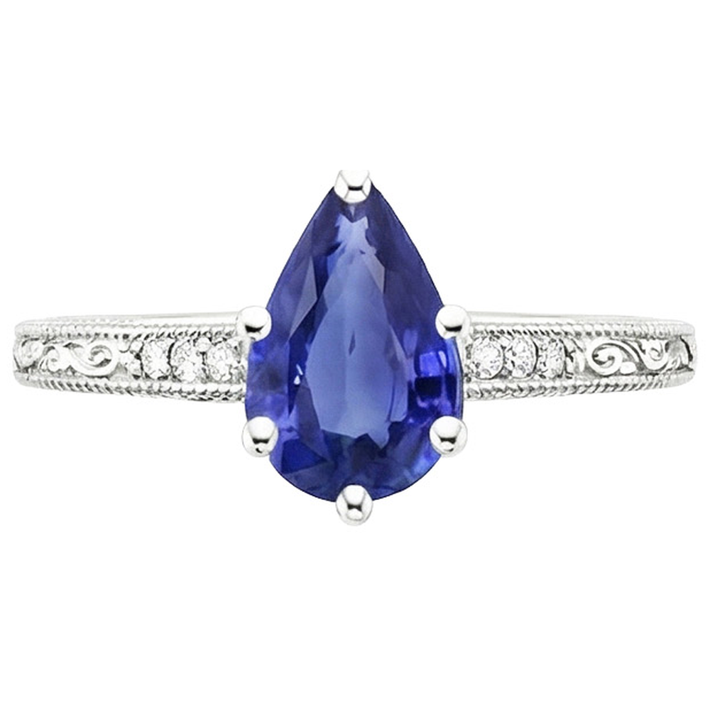 naturel pear diamant 4.25carats bague vue de profil