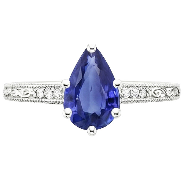 naturel pear diamant 4.25carats bague vue de profil