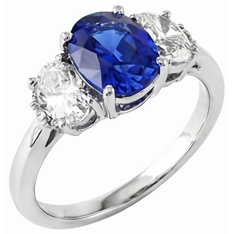 naturel oval diamant 2.50carats bague angle de côté