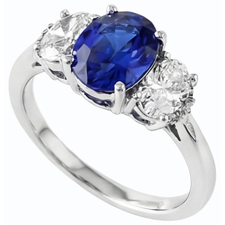 naturel oval diamant 2.50carats bague détail rapproché