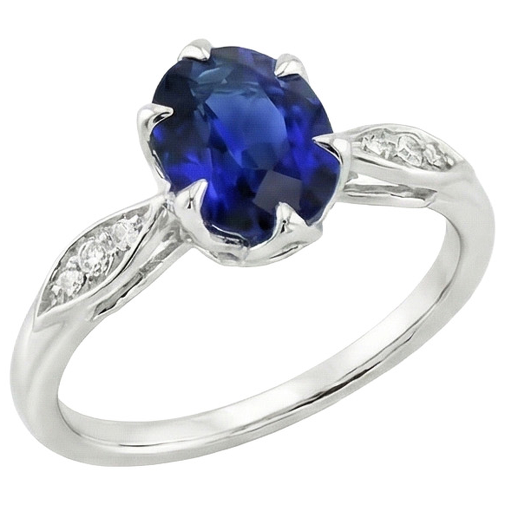 naturel oval saphir 3.50carats bague angle de côté