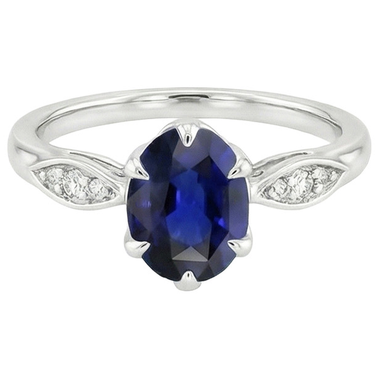 naturel oval saphir 3.50carats bague vue de dessus