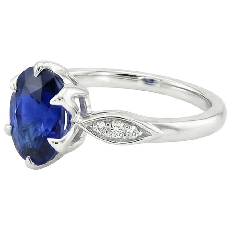 naturel oval saphir 3.50carats bague sur blanc