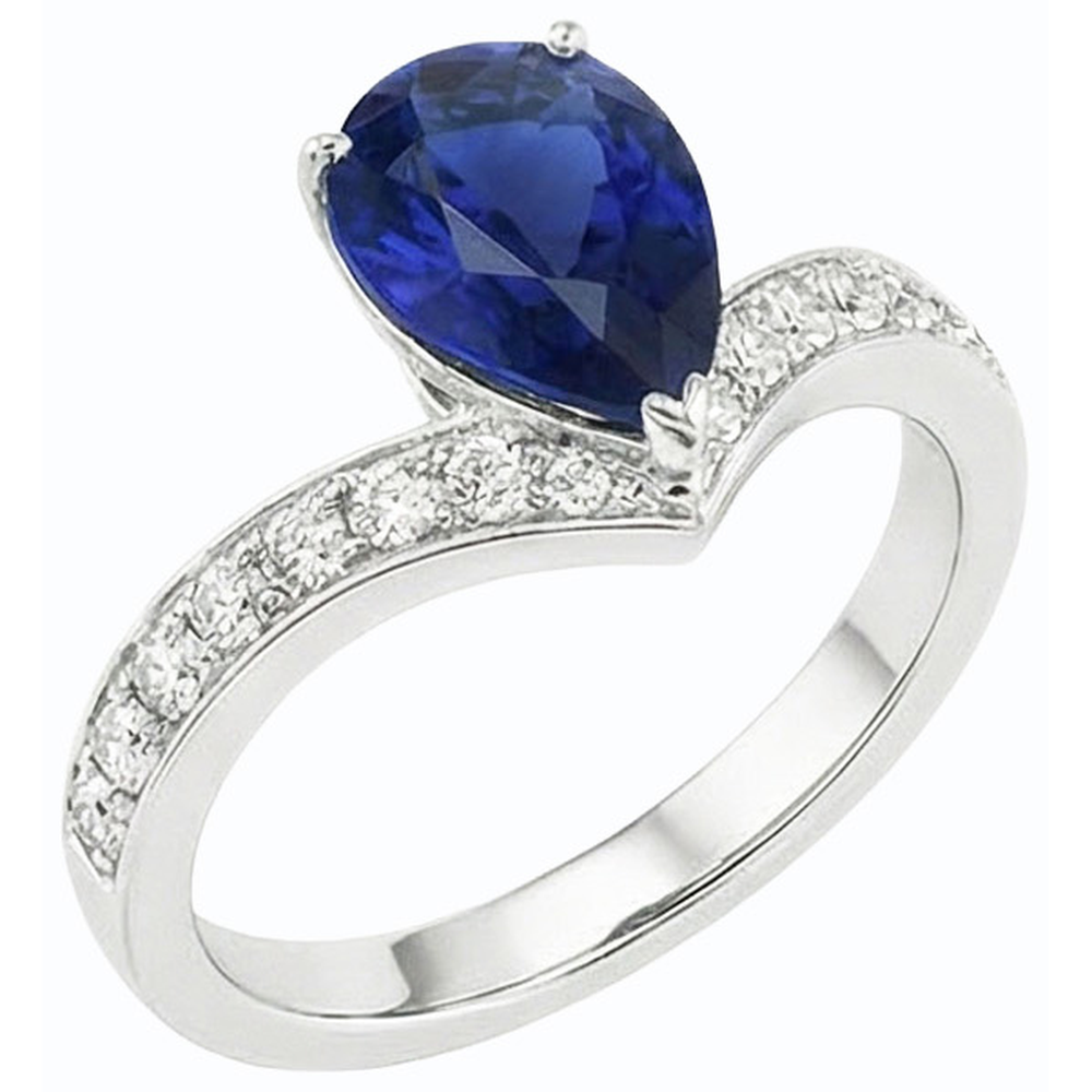 naturel pear diamant 4carats bague angle de côté