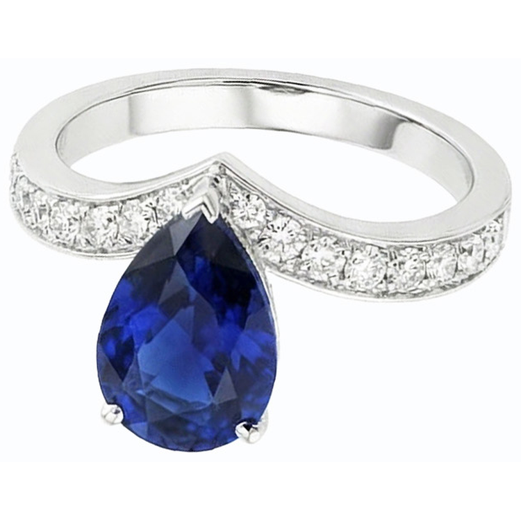 naturel pear diamant 4carats bague vue de dessus