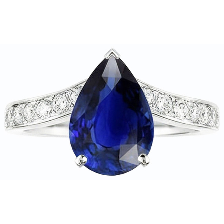 naturel pear diamant 4carats bague vue de profil