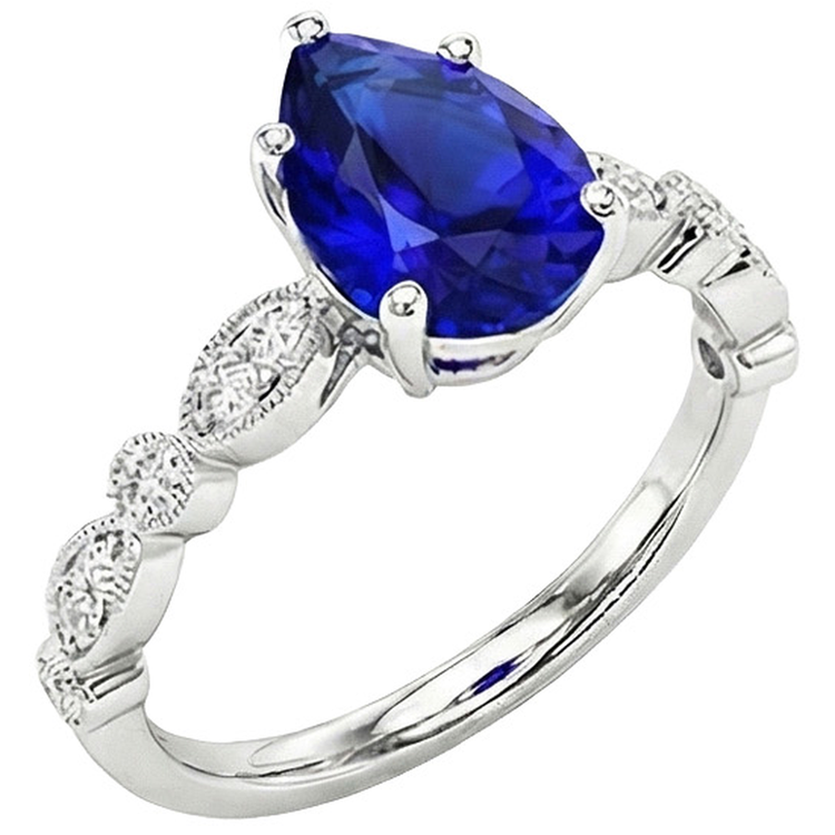 naturel pear diamant 2.50carats bague angle de côté