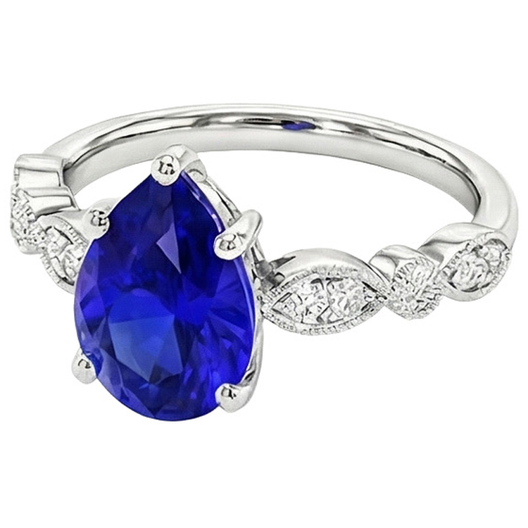 naturel pear diamant 2.50carats bague vue de dessus