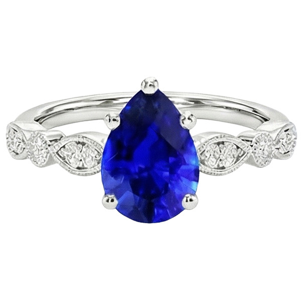 naturel pear diamant 2.50carats bague vue de profil