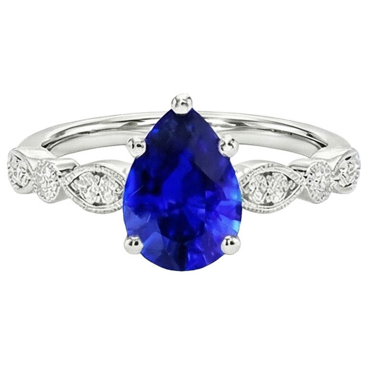 naturel pear diamant 2.50carats bague vue de profil