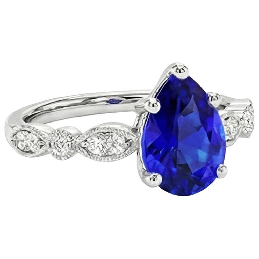 naturel pear diamant 2.50carats bague sur blanc
