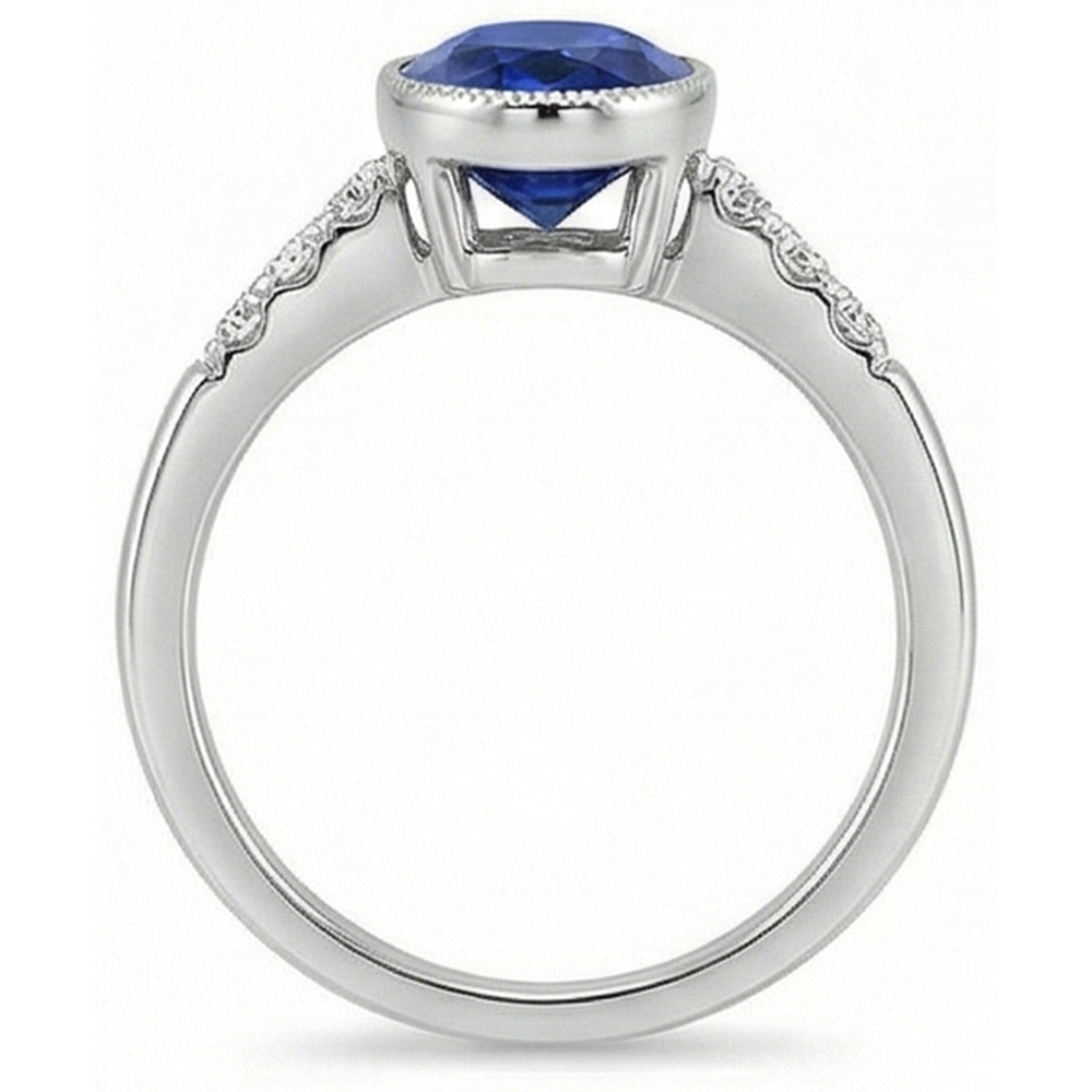 naturel oval saphir 3.50carats bague vue de dessus