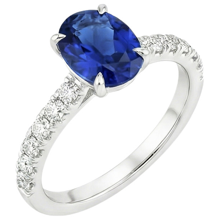 naturel oval saphir 4carats bague angle de côté