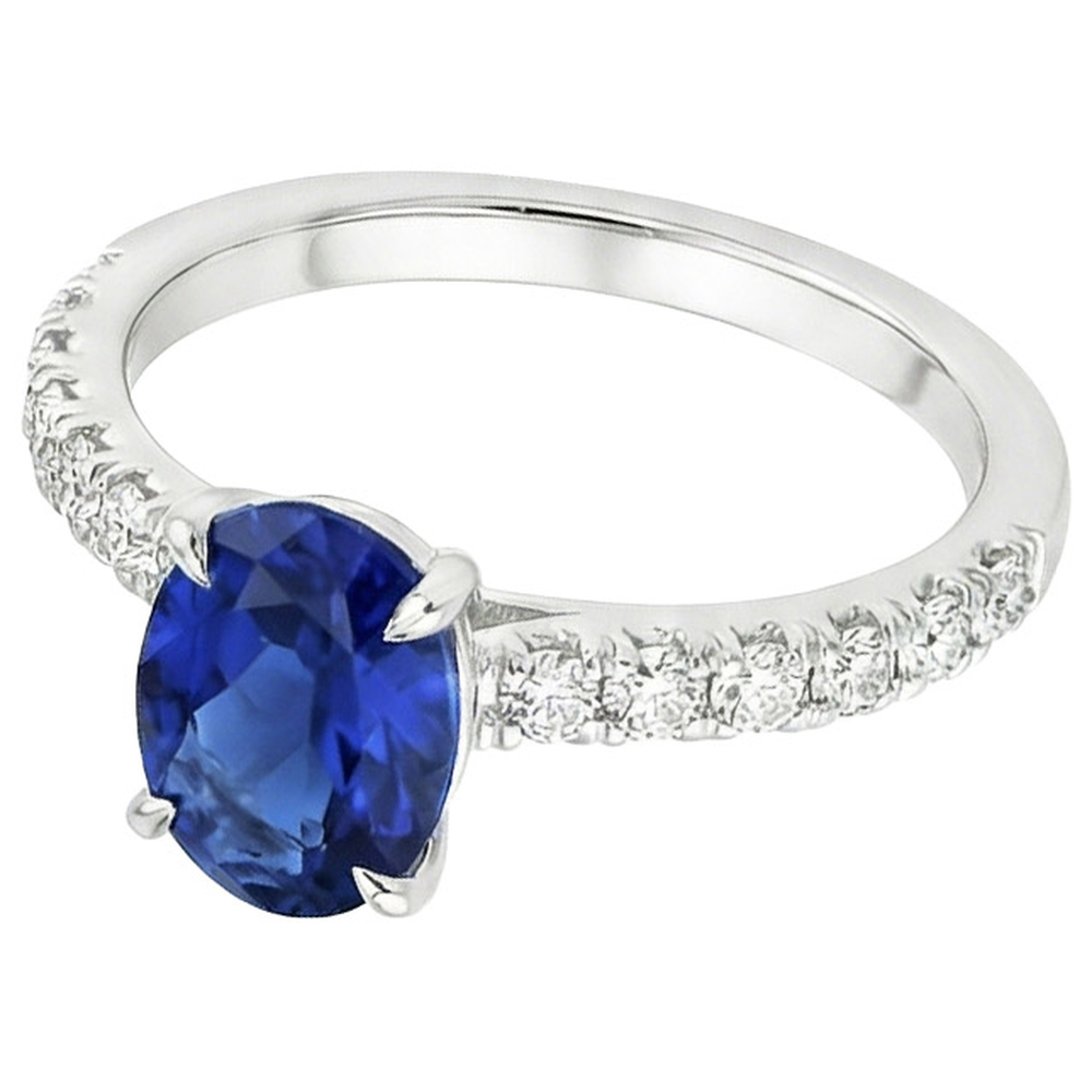 naturel oval saphir 4carats bague détail rapproché