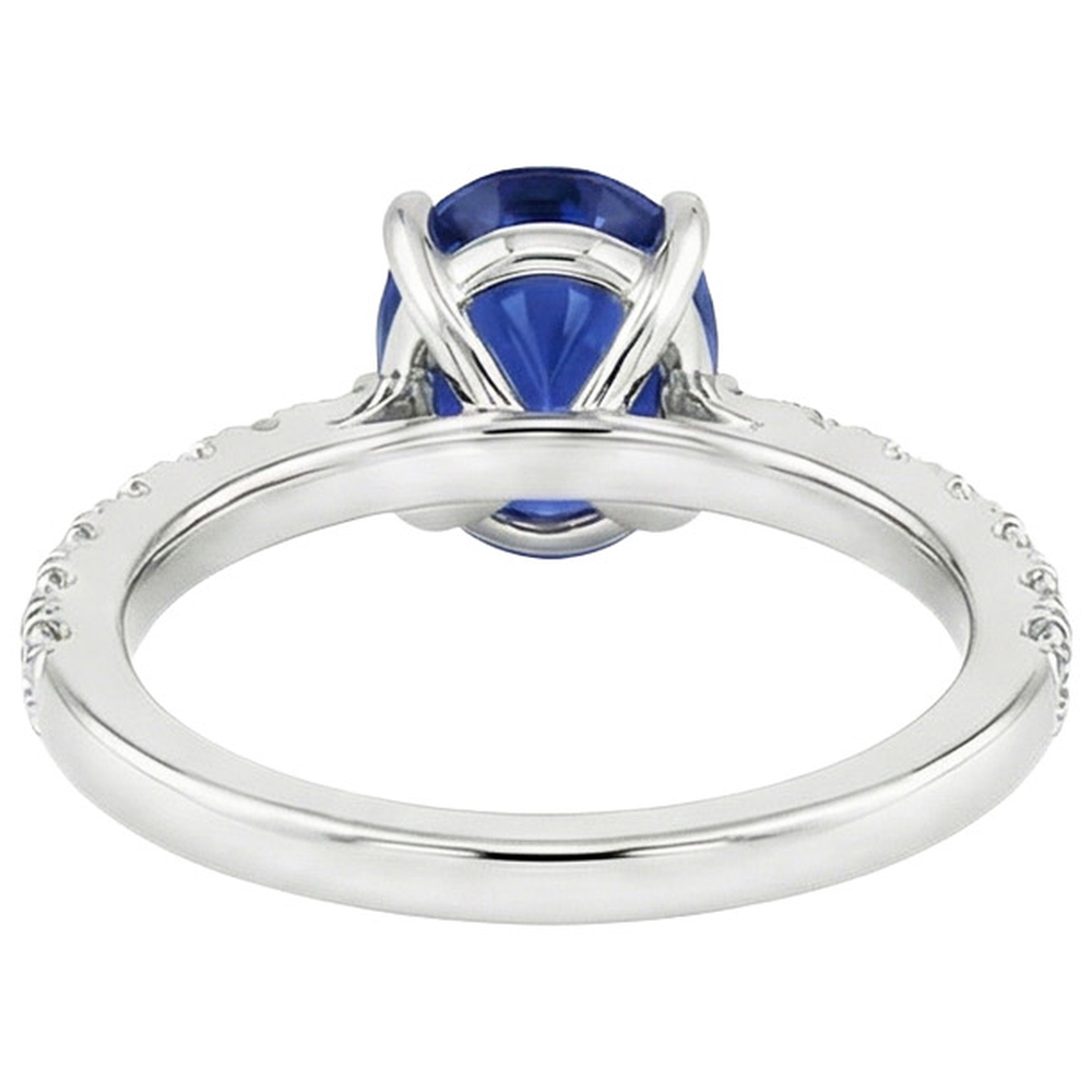 naturel oval saphir 4carats bague vue de dessus