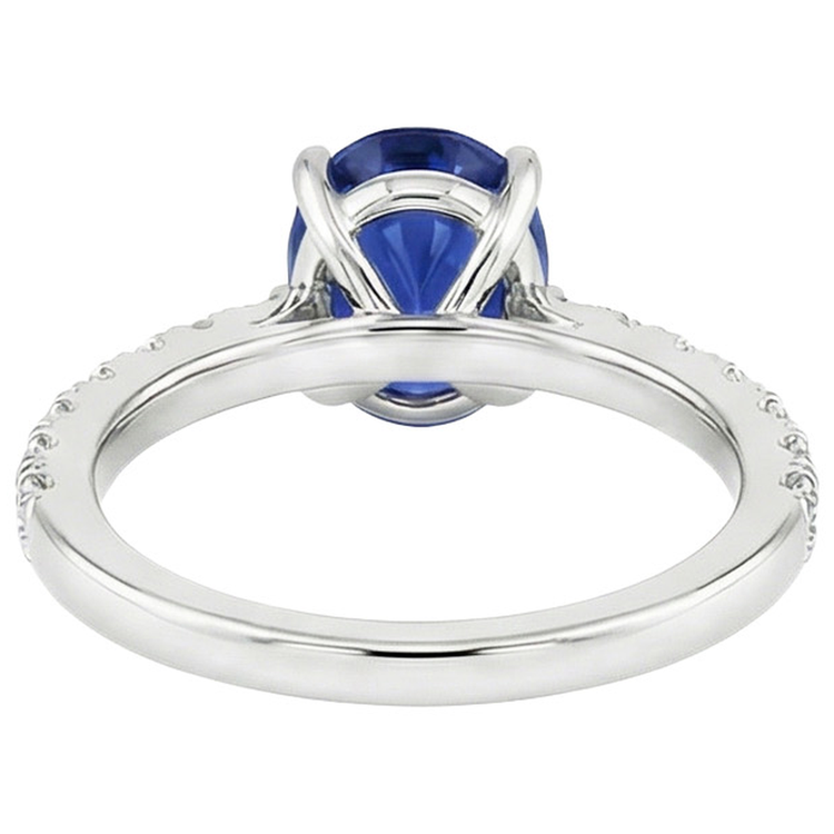 naturel oval saphir 4carats bague vue de dessus