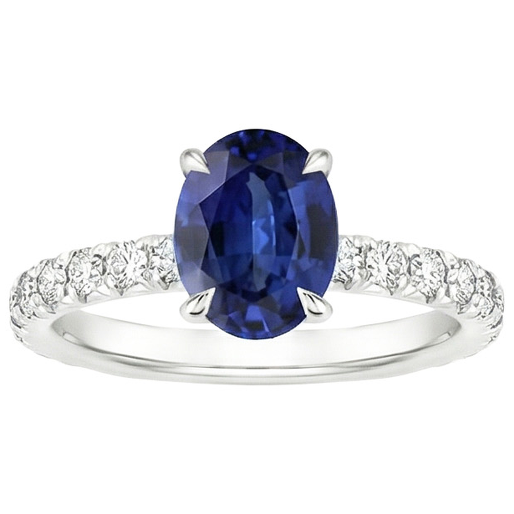 naturel oval saphir 4carats bague vue de profil