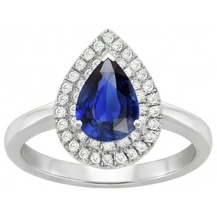 naturel pear diamant 3carats bague vue de dessus