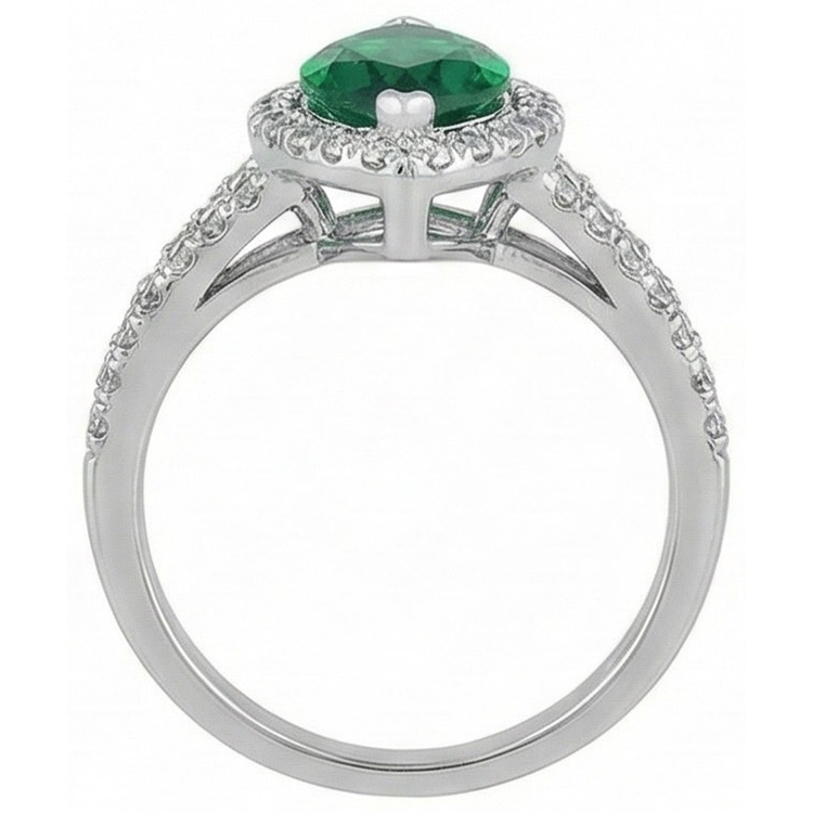 Bague Anniversaire Émeraude Verte Taille Marquise & Diamant Rond 6.50 Carats