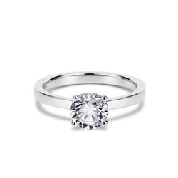 Bague Anniversaire En Or Blanc 14 Carats Solitaire Taille Brillant Avec Réel Diamants 2 Ct