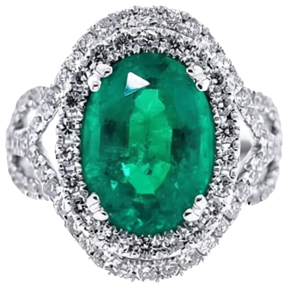 naturel oval émeraude 11.25carats bague angle de côté