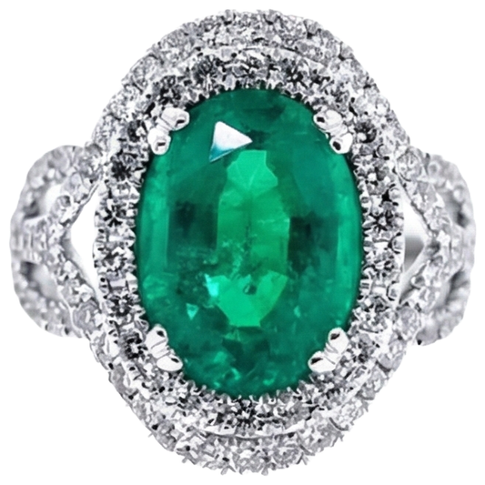 naturel oval émeraude 11.25carats bague angle de côté