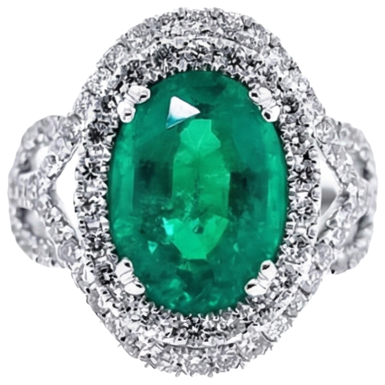 naturel oval émeraude 11.25carats bague angle de côté